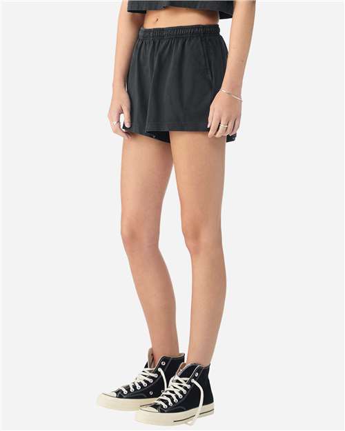Women's Garment-Dyed Shorts - OnModelSide - B09106503 - Washed Black