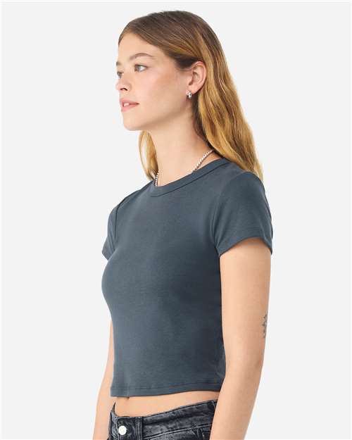 Women's Micro Rib Baby Tee - OnModelSide - B15706662 - Solid Vintage Navy Blend
