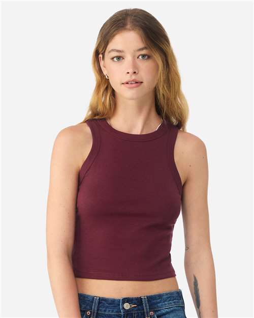 Women's Micro Rib Racer Tank - OnModelFront - B04006532 - Solid Maroon Blend