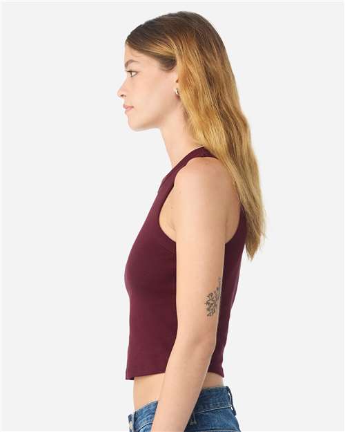 Women's Micro Rib Racer Tank - OnModelSide - B04006532 - Solid Maroon Blend