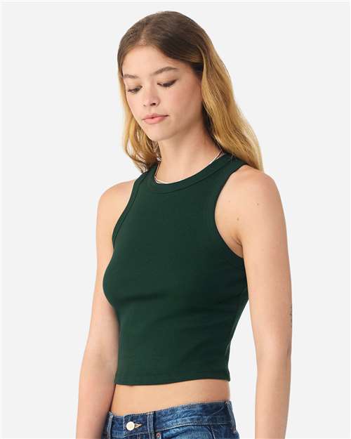 Women's Micro Rib Racer Tank - OnModelSide - B04006542 - Solid Forest Blend