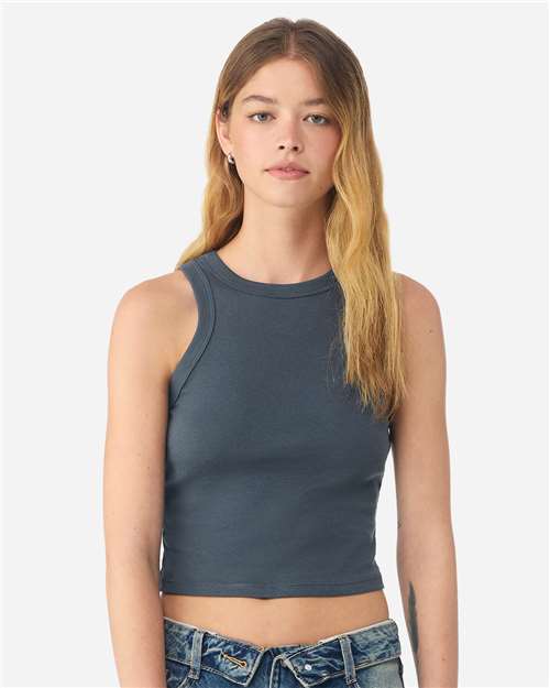 Women's Micro Rib Racer Tank - OnModelFront - B04006662 - Solid Vintage Navy Blend