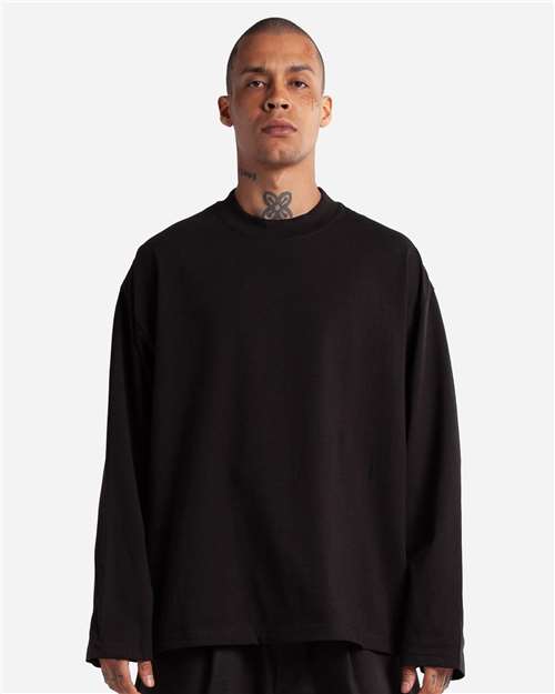 Unisex Max Heavyweight Oversized Long Sleeve T-Shirt - OnModelFront - B010C2503 - Black