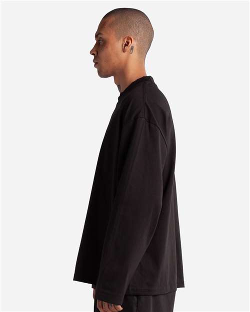 Unisex Max Heavyweight Oversized Long Sleeve T-Shirt - OnModelSide - B010C2503 - Black
