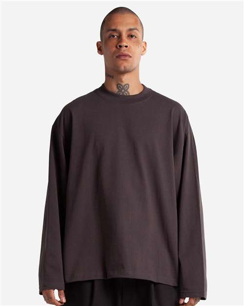 Unisex Max Heavyweight Oversized Long Sleeve T-Shirt - OnModelFront - B010C2103 - Off Black