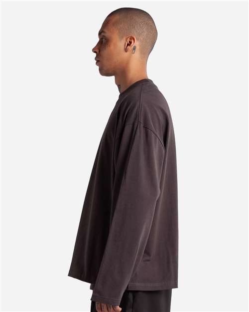 Unisex Max Heavyweight Oversized Long Sleeve T-Shirt - OnModelSide - B010C2103 - Off Black
