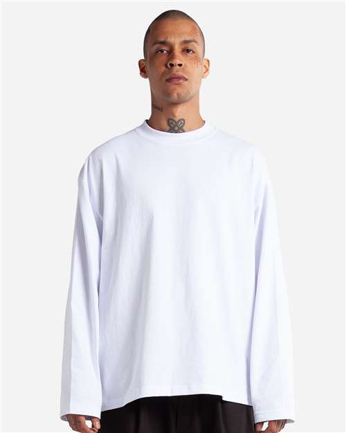 Unisex Max Heavyweight Oversized Long Sleeve T-Shirt - OnModelFront - B010C2003 - White