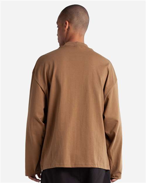 Unisex Max Heavyweight Oversized Long Sleeve T-Shirt - OnModelBack - B010C2773 - Latte