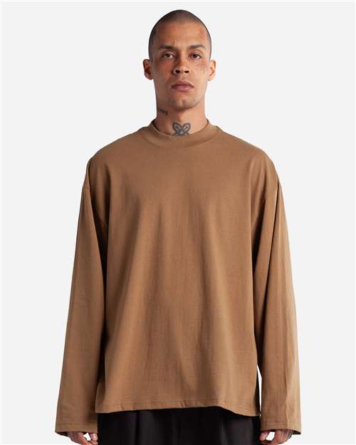 Unisex Max Heavyweight Oversized Long Sleeve T-Shirt - OnModelFront - B010C2773 - Latte