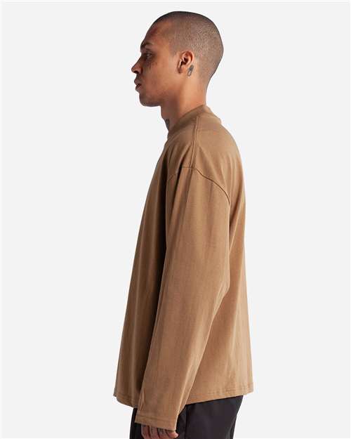 Unisex Max Heavyweight Oversized Long Sleeve T-Shirt - OnModelSide - B010C2773 - Latte