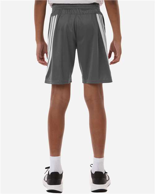 Youth 3-Stripes 7" Shorts - OnModelBack - B112F8592 - Team Grey Four/ White