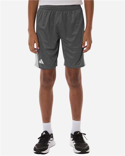 Youth 3-Stripes 7" Shorts - OnModelFront - B112F8592 - Team Grey Four/ White