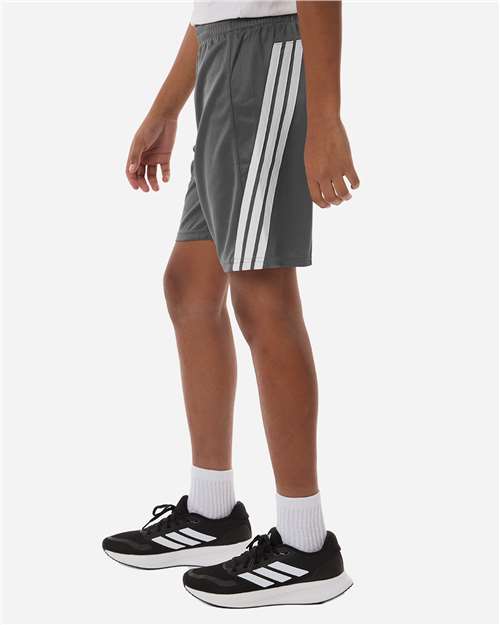 Youth 3-Stripes 7" Shorts - OnModelSide - B112F8592 - Team Grey Four/ White