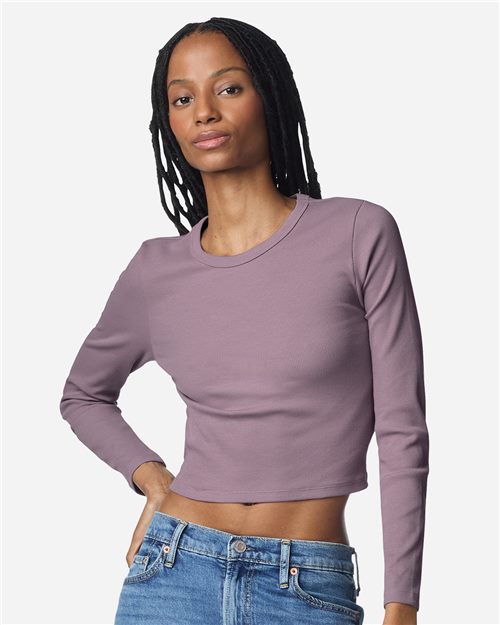 Women's Baby Rib Long Sleeve Cropped Tee - styleImage