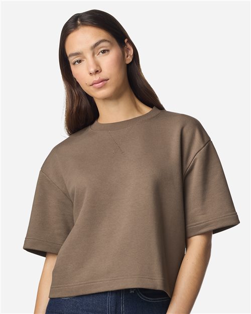 Women's French Terry Mid-Length Boxy Top - styleImage