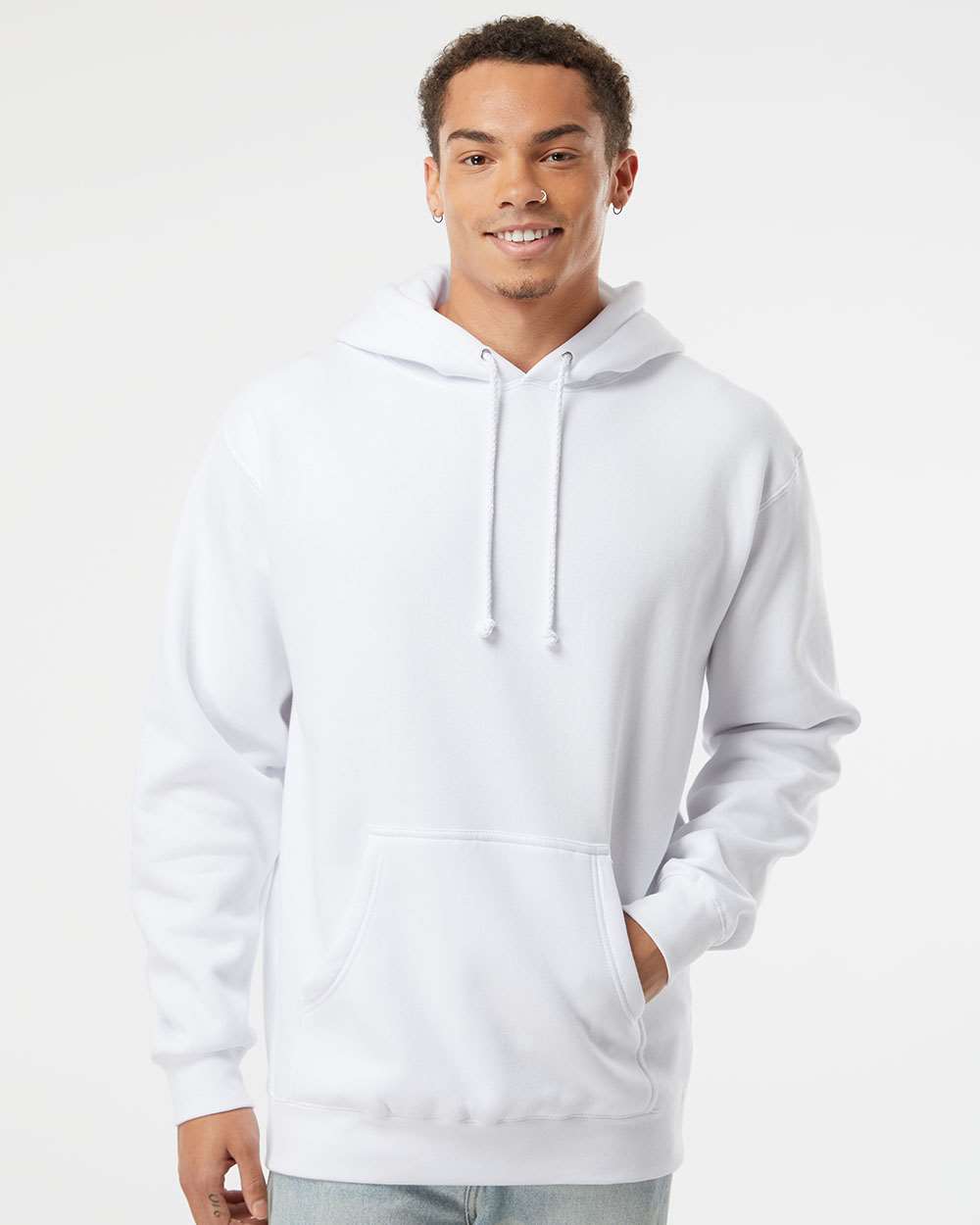 Heavyweight Hooded Sweatshirt - OnModelFront - B22276003 - White