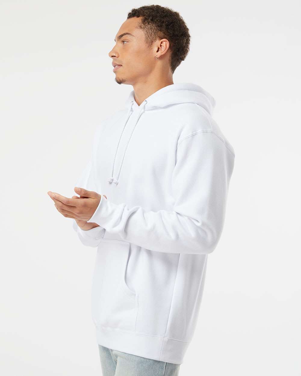 Heavyweight Hooded Sweatshirt - OnModelSide - B22276003 - White