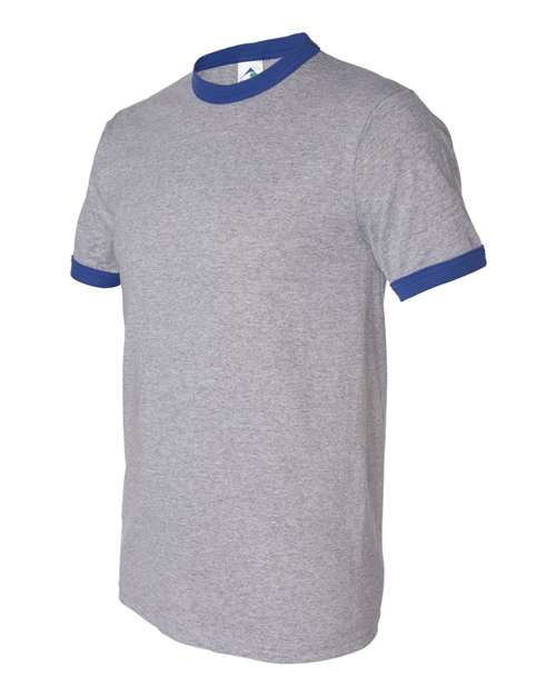 Unisex 50/50 Ringer T-Shirt - Front - B01334763 - Athletic Heather/ Royal