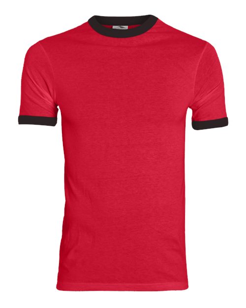 Unisex 50/50 Ringer T-Shirt - Front - B01334533 - Red/ Black