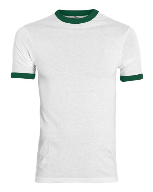 Unisex 50/50 Ringer T-Shirt - Front - B01334613 - White/ Dark Green