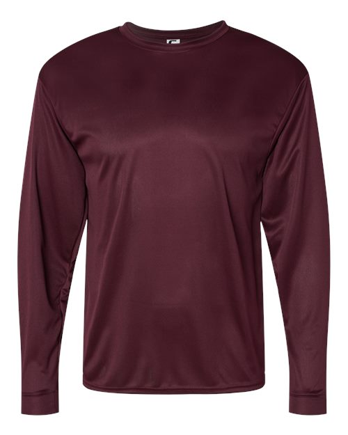 Unisex Performance Long Sleeve T-Shirt - Front - B85585533 - Maroon