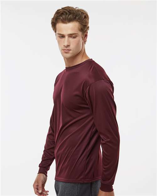 Unisex Performance Long Sleeve T-Shirt - OnModelSide - B85585533 - Maroon