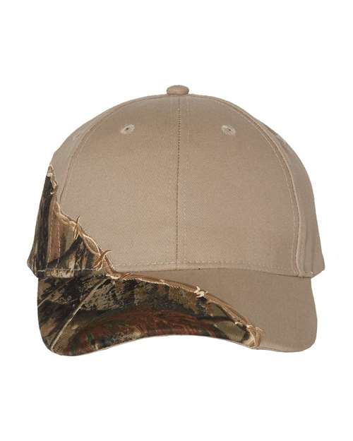 Licensed Camo with Barbed Wire Embroidery Cap - Front - B69295360 - AP/ Tan