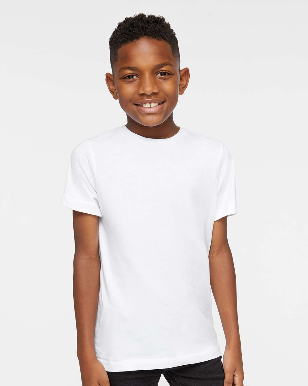 Youth Fine Jersey Tee - OnModelFront - B38038002 - White