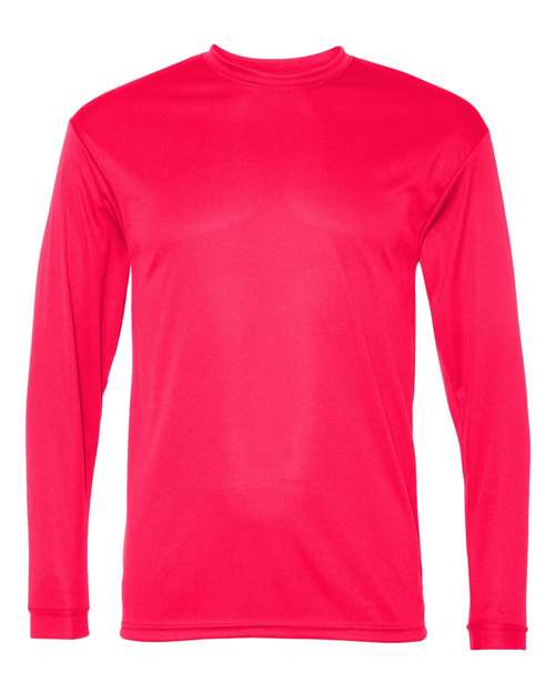 Unisex Performance Long Sleeve T-Shirt - Front - B85585275 - Hot Coral