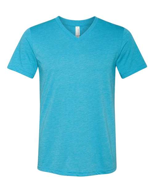 Unisex Triblend V-Neck Tee - Front - B02006054 - Aqua Triblend