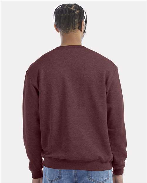 Unisex Powerblend® Crewneck Sweatshirt - OnModelBack - B21284546 - Maroon Heather
