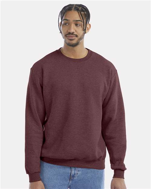 Unisex Powerblend® Crewneck Sweatshirt - OnModelFront - B21284546 - Maroon Heather