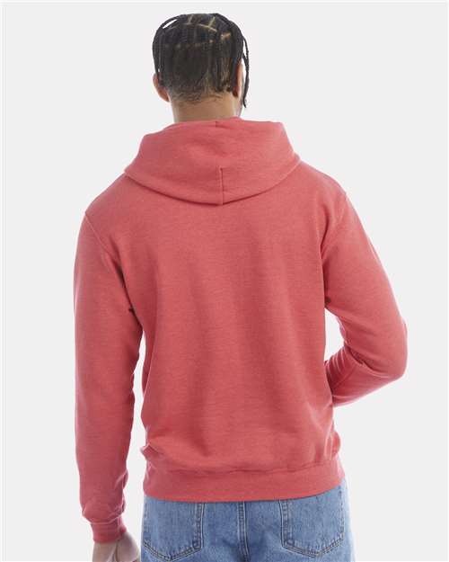 Unisex Powerblend® Hooded Sweatshirt - OnModelBack - B22884715 - Scarlet Heather