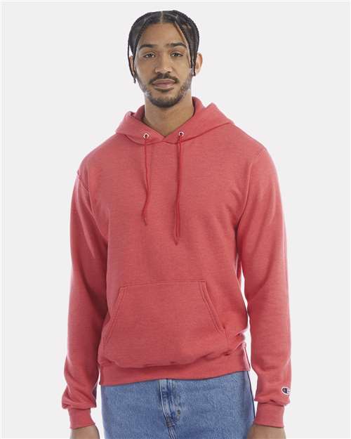 Unisex Powerblend® Hooded Sweatshirt - OnModelFront - B22884715 - Scarlet Heather