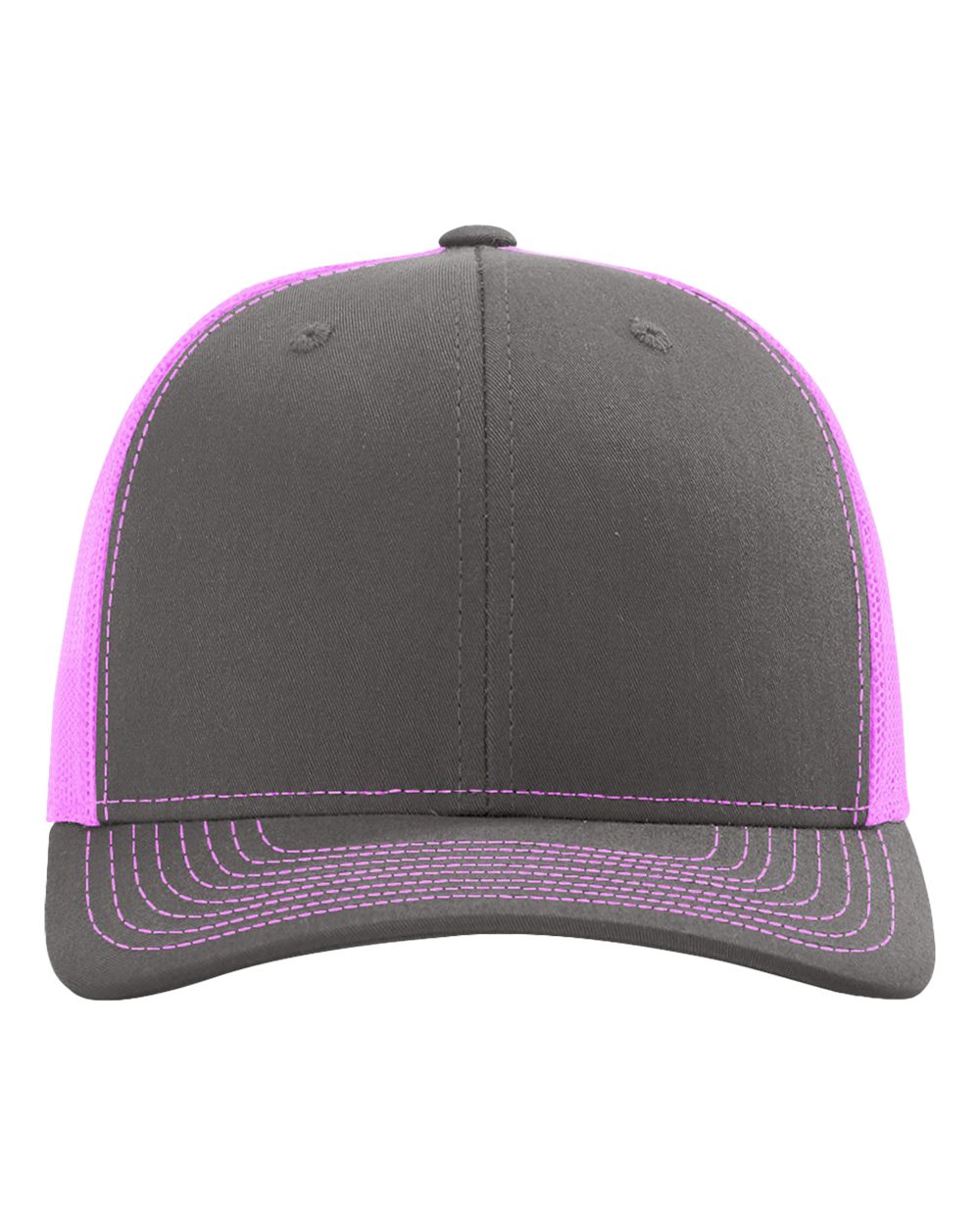 Snapback Trucker Cap - Front - B18095120 - Charcoal/ Neon Pink