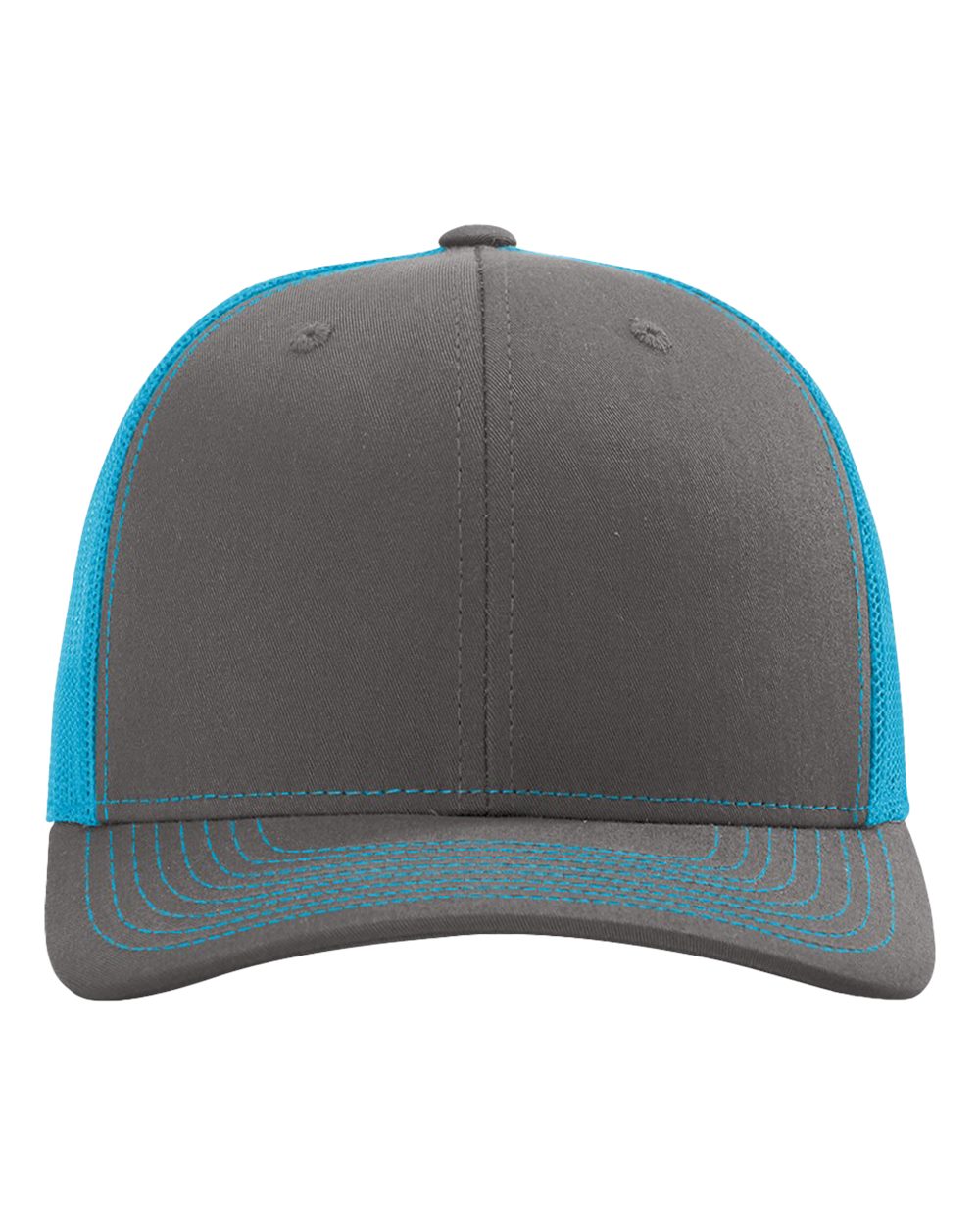 Snapback Trucker Cap - Front - B18095180 - Charcoal/ Neon Blue