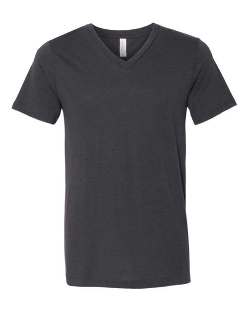 Unisex Triblend V-Neck Tee - Front - B02006203 - Solid Dark Grey Triblend