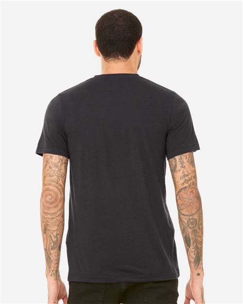 Unisex Triblend V-Neck Tee - OnModelBack - B02006203 - Solid Dark Grey Triblend