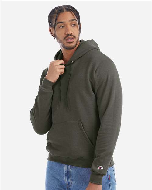 Unisex Powerblend® Hooded Sweatshirt - OnModelSide - B22884203 - Dark Green Heather