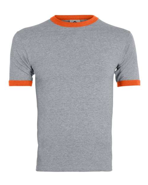 Unisex 50/50 Ringer T-Shirt - Front - B01334685 - Athletic Heather/ Orange