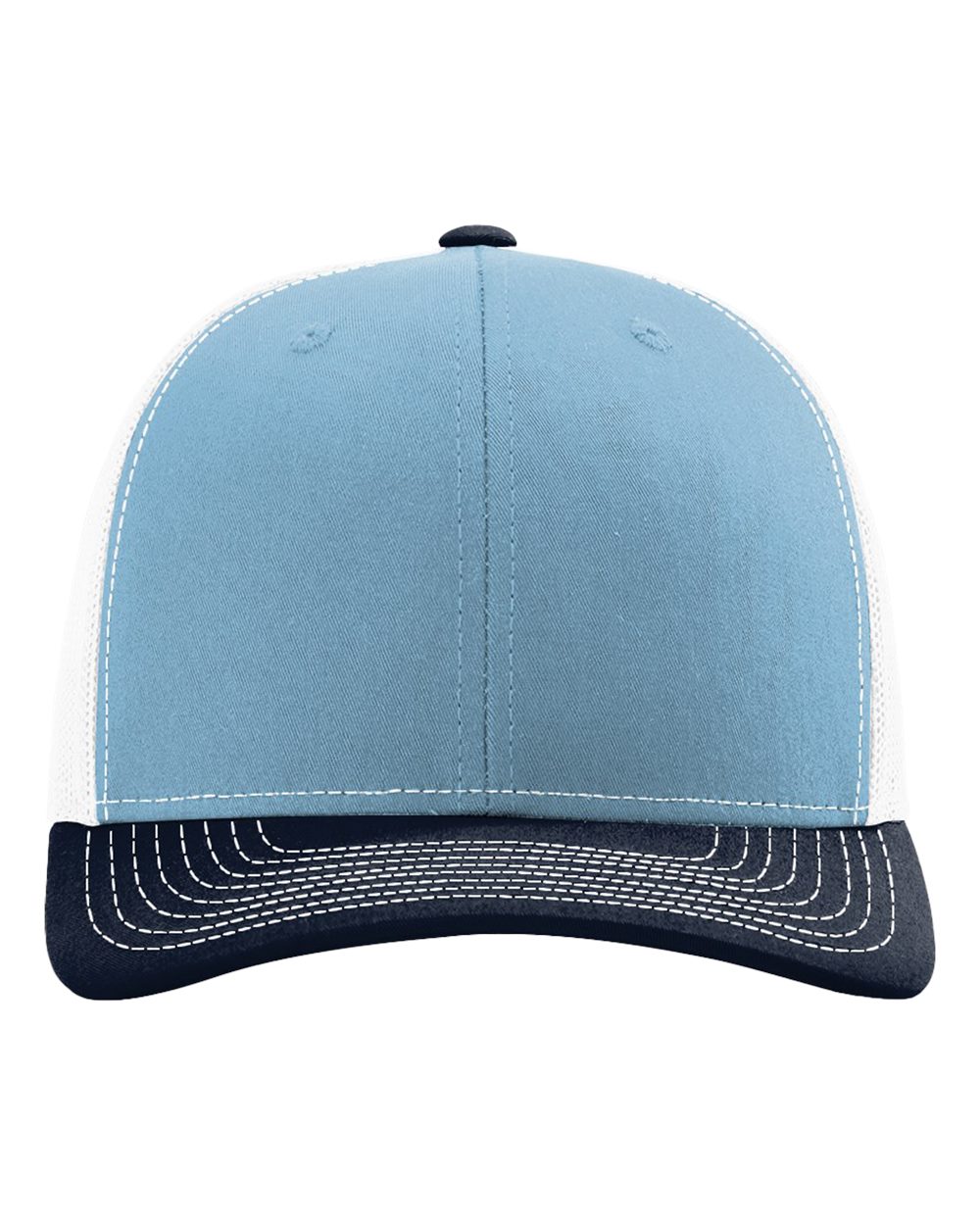 Snapback Trucker Cap - Front - B18095260 - Columbia Blue/ White/ Navy