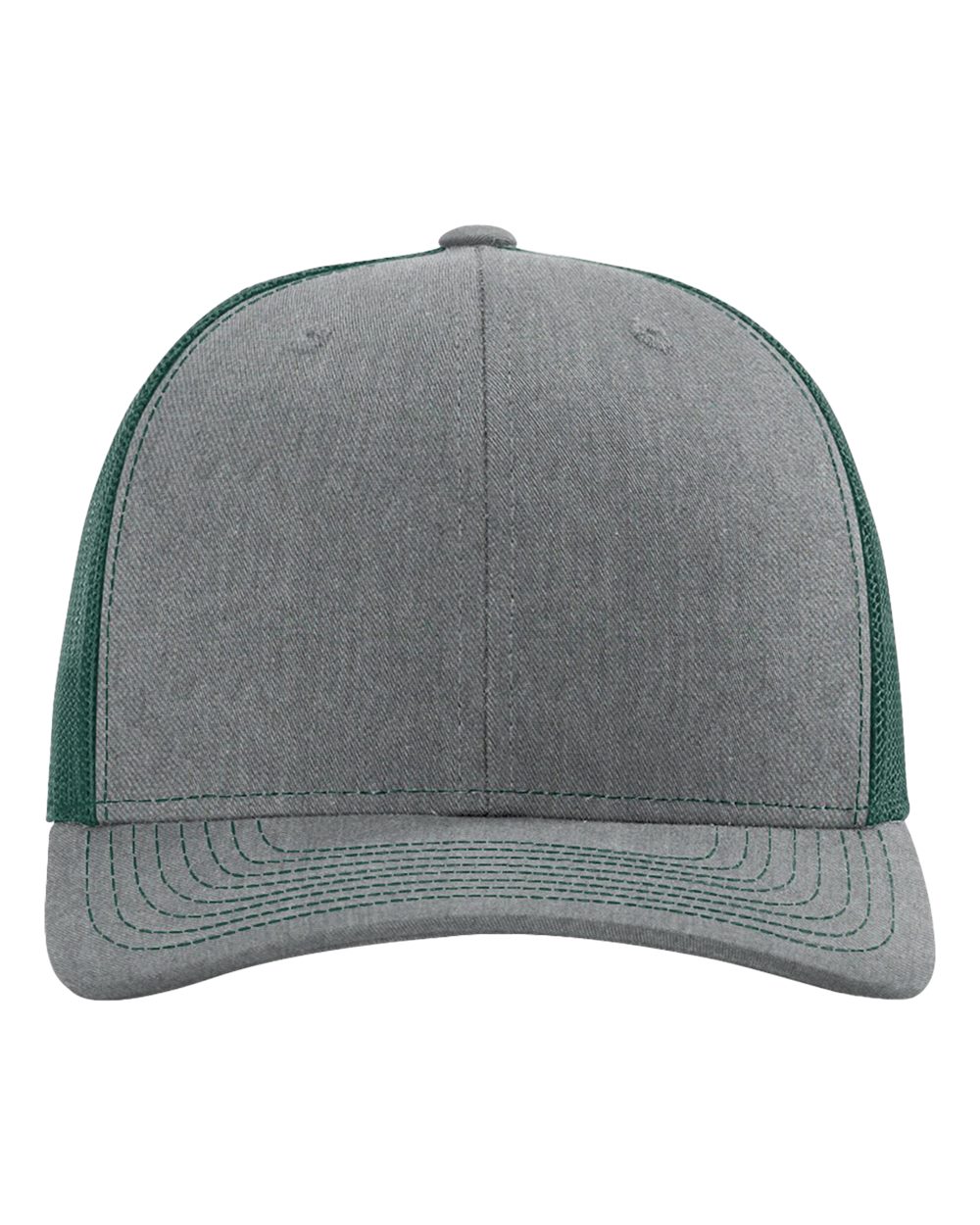Snapback Trucker Cap - Front - B18095220 - Heather Grey/ Dark Green