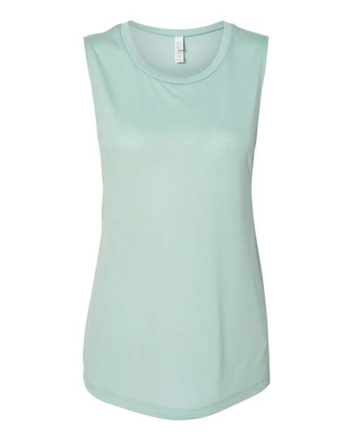 Women's Flowy Scoop Muscle Tank - Front - B55806256 - Dusty Blue