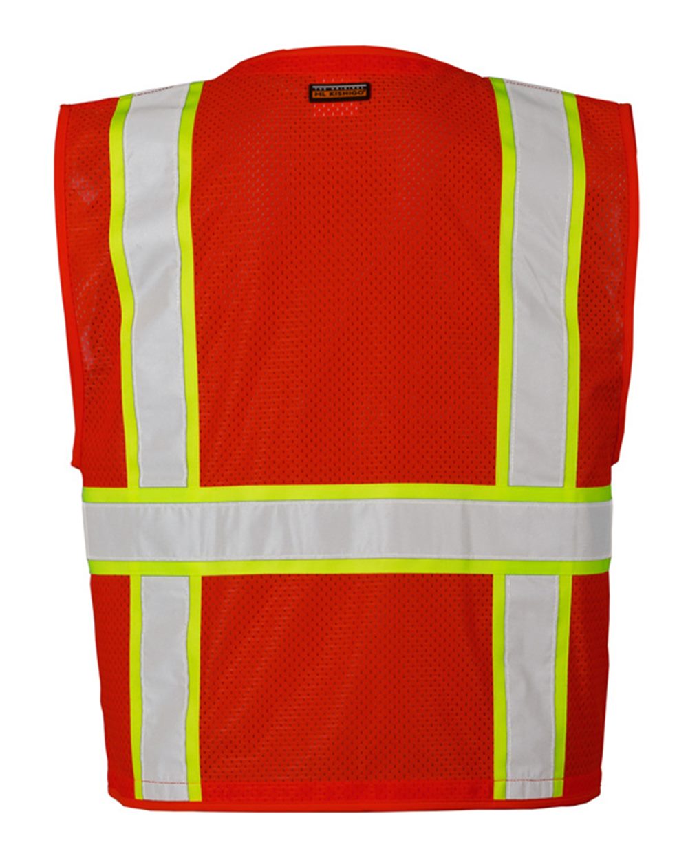 111-EV Series® Enhanced Visibility Multi-Pocket Mesh Vest - Back - B68429703 - Red/Lime - B103