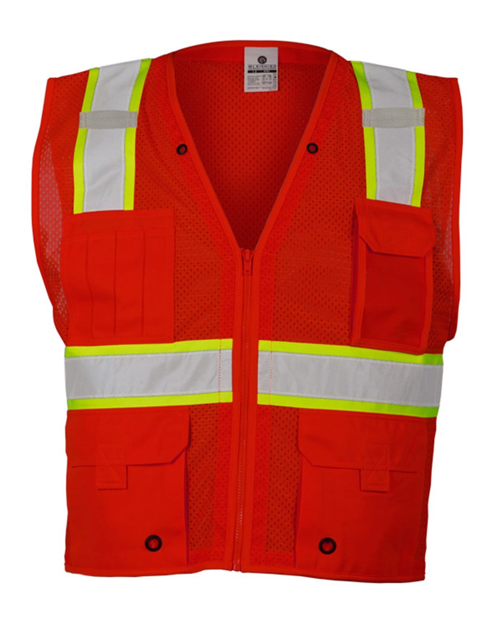 111-EV Series® Enhanced Visibility Multi-Pocket Mesh Vest - Front - B68429703 - Red/Lime - B103