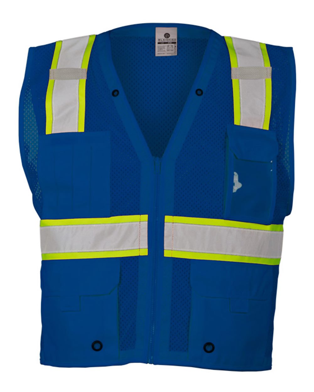 111-EV Series® Enhanced Visibility Multi-Pocket Mesh Vest - Front - B68429683 - Royal Blue/ Lime - B102