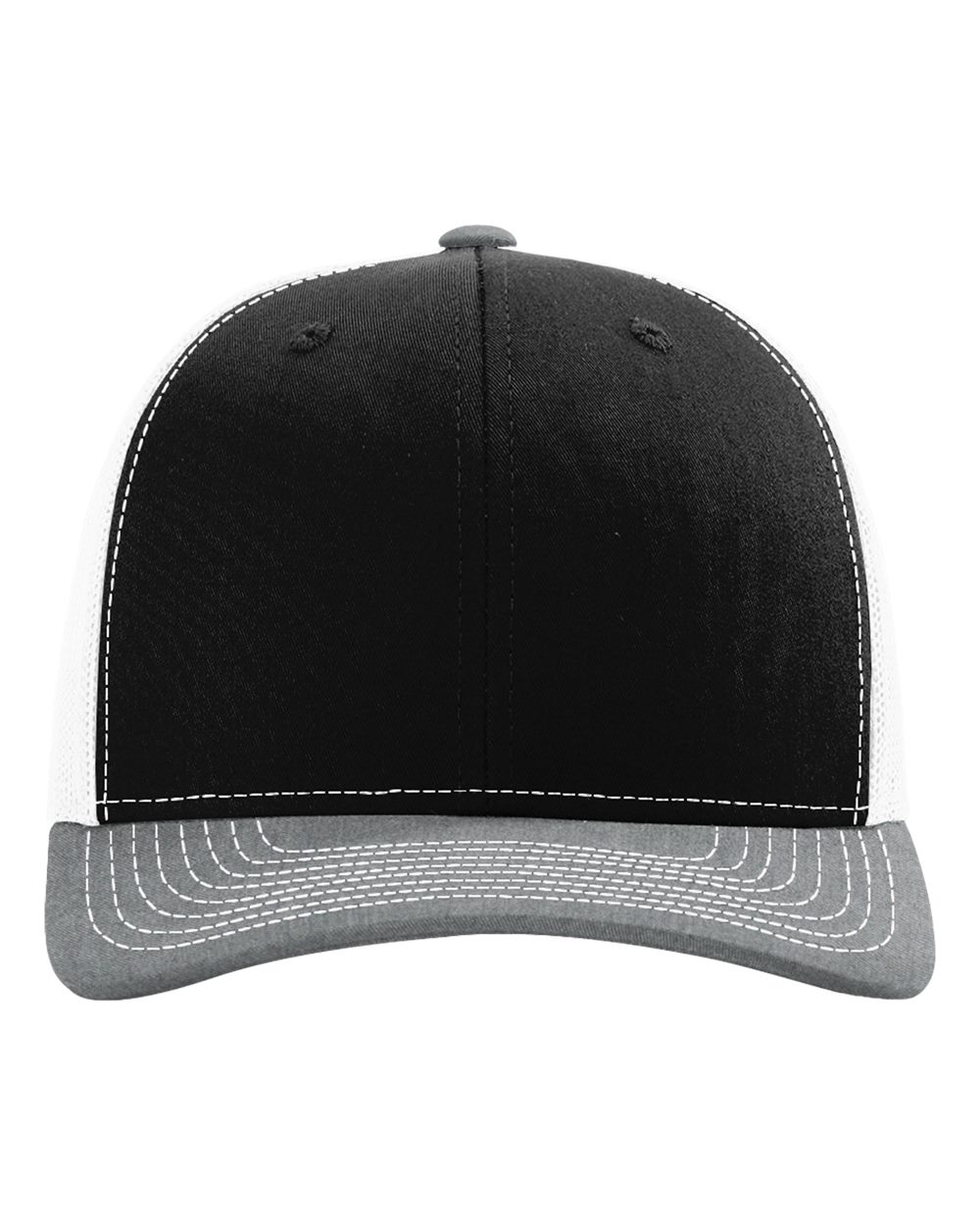 Snapback Trucker Cap - Front - B18095320 - Black/ White/ Heather Grey