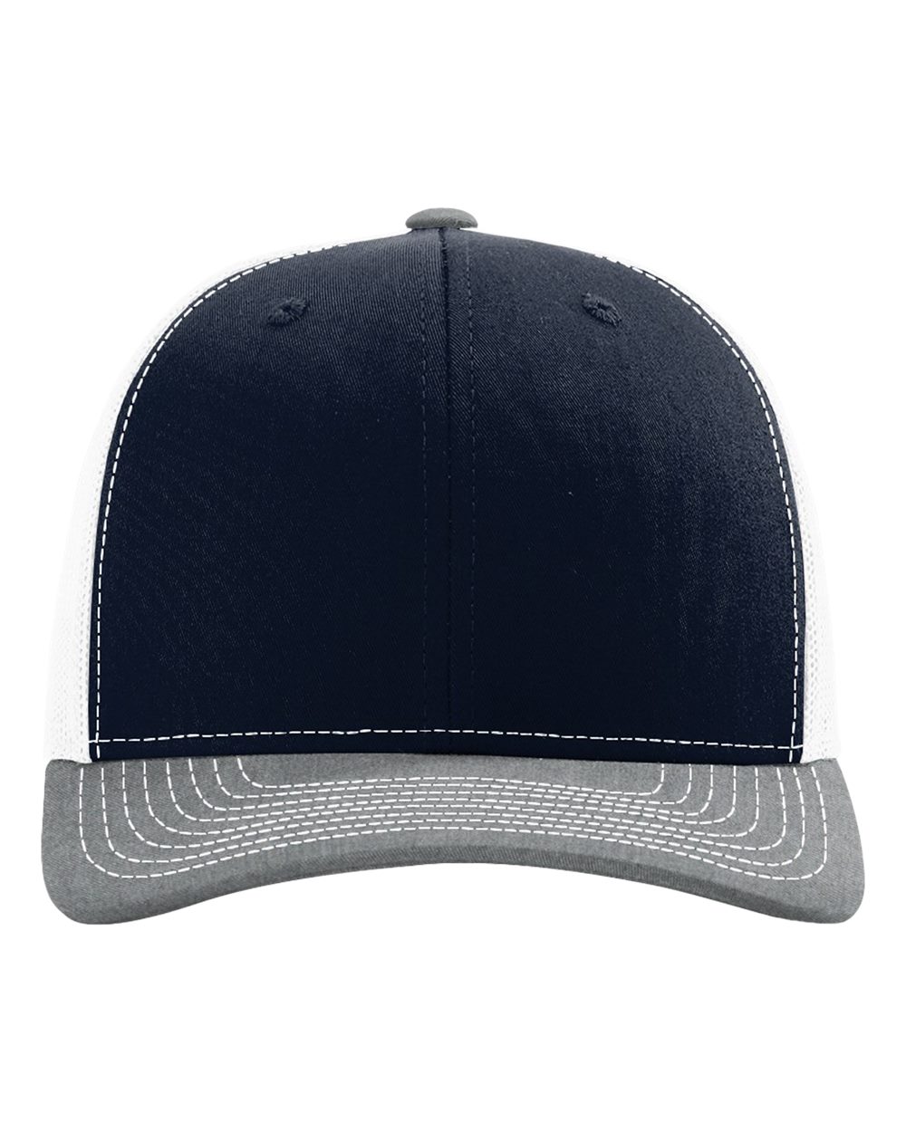 Snapback Trucker Cap - Front - B18095380 - Navy/ White/ Heather Grey