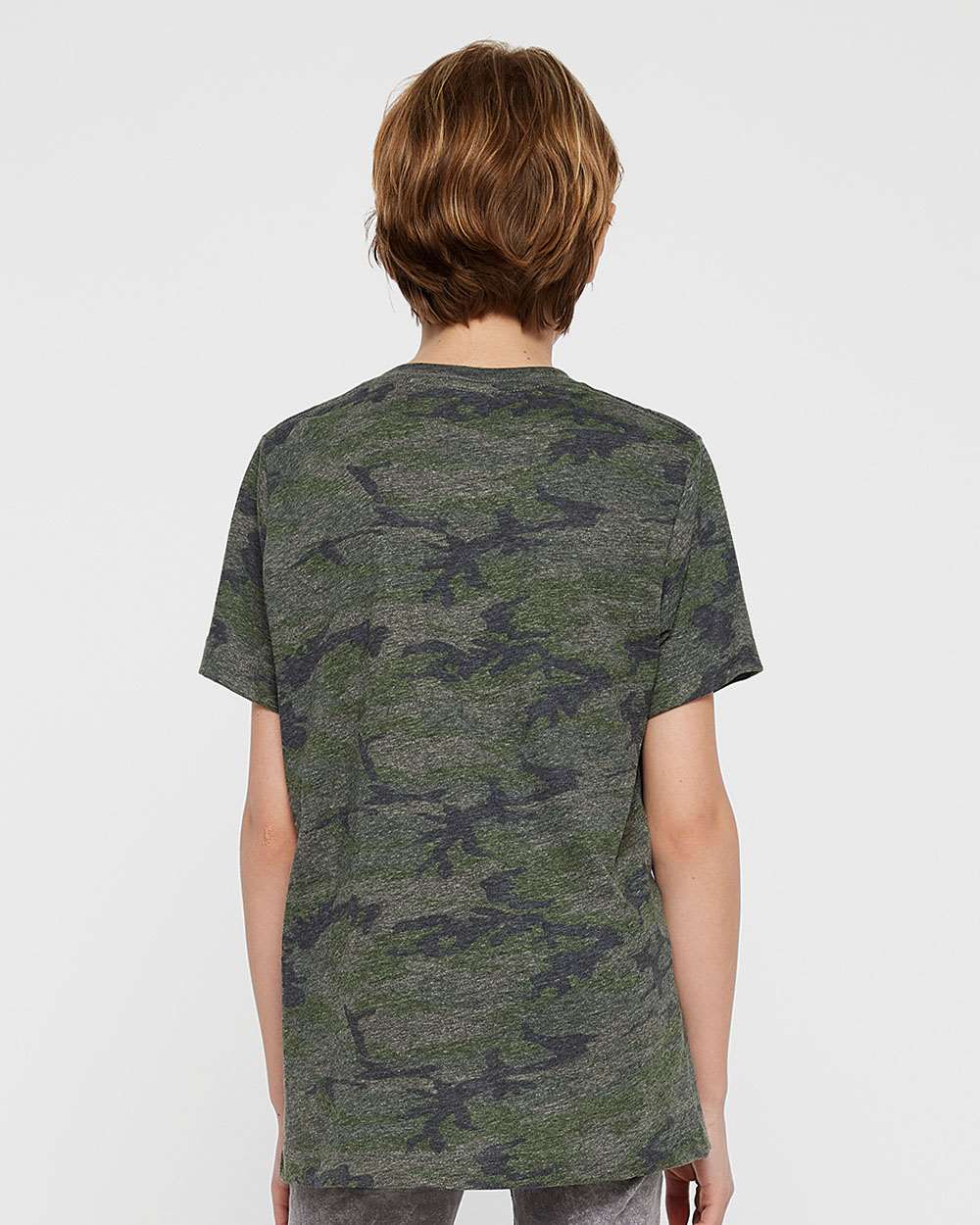 Youth Fine Jersey Tee - OnModelBack - B38038982 - Vintage Camo