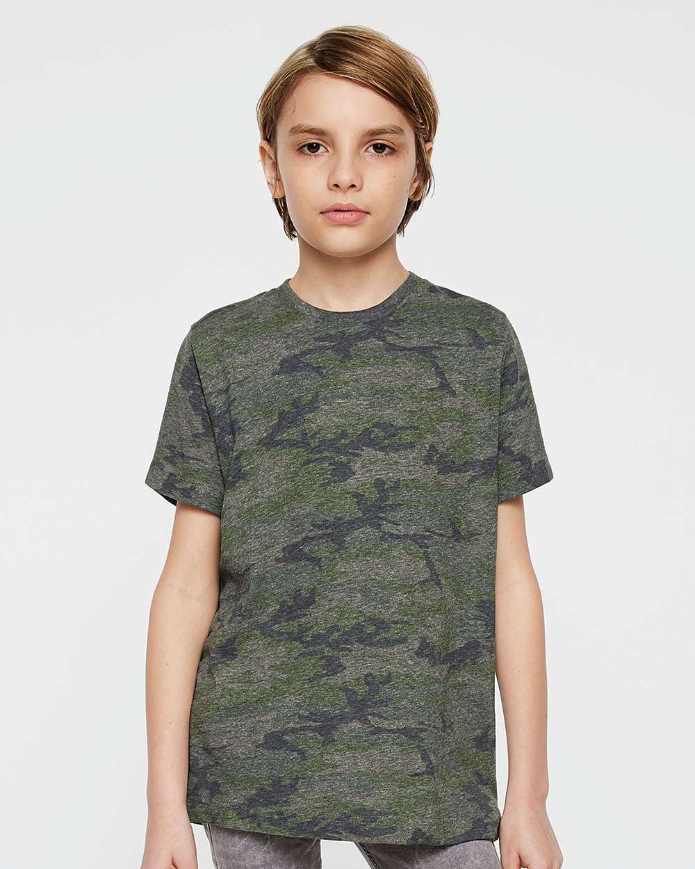 Youth Fine Jersey Tee - OnModelFront - B38038982 - Vintage Camo